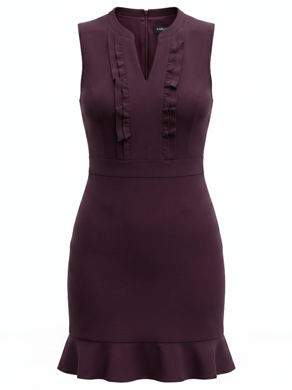Karl Lagerfeld Front Ruffle Sleeveless Sheath